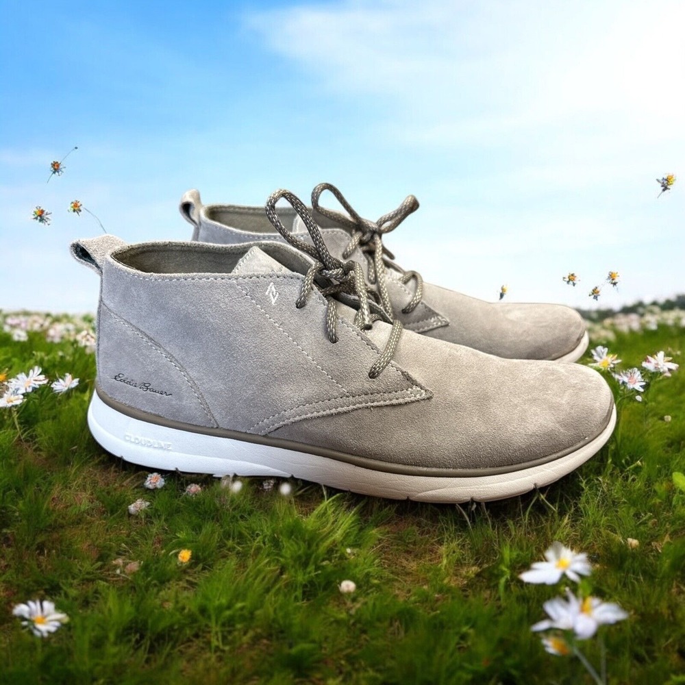 EDDIE BAUER Atlas Cloudline GRAY SUEDE Lace Up Chukka Boots Shoes Sz.9 Likenew